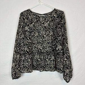 Art Class Black and White Sheer Blouse with Ruffles Size XL